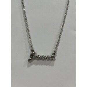 JENNA Silver Tone Script name Necklace Chain Fashion Jewelry